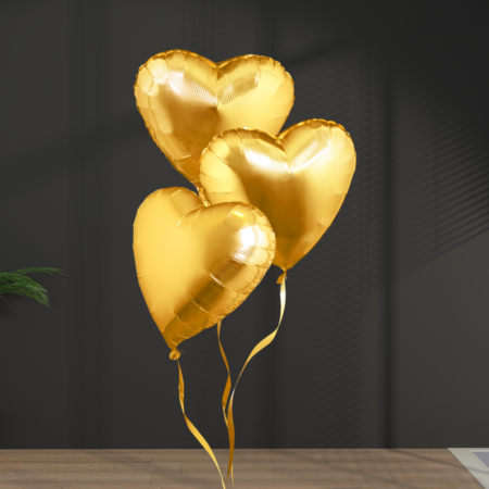 heart balloons in golden for anniversary